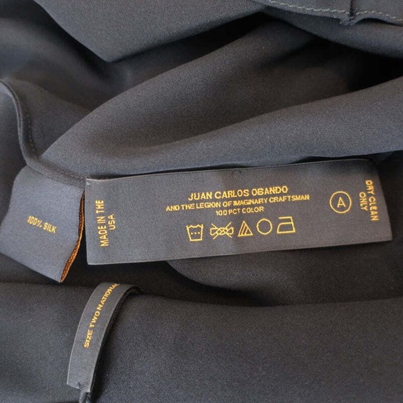 Juan Carlos Obando Amalfi Cutout Blouse Black Draped Silk Size 2 - Picture 6 of 7